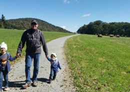 David and kids, hiking at Moses Cone Park, October 2020